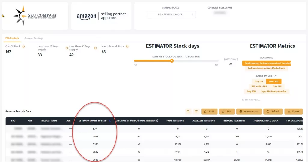 SKU Compass FBA Estimator Tool - Optimize Amazon Inventory Management
