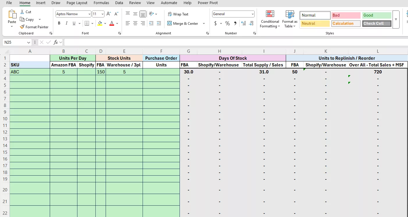 Free inventory forecasting template sample preview